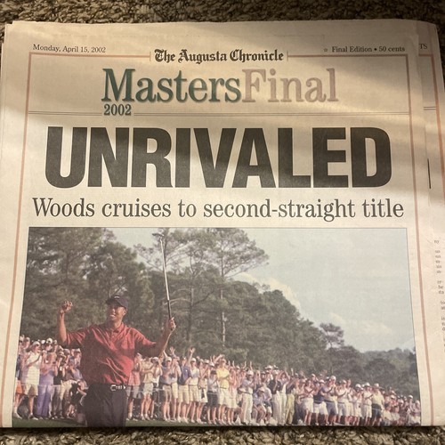 Vintage Tiger Woods newspapers The Augusta Chronicle Masters Final 01-02. Lot 2 - Picture 4 of 7