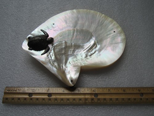 ONE OF A KIND ANTIQUE CLEWLEY ENGLAND STERLING TORTOISE ON SEASHELL JEWELRY TRAY - Picture 13 of 20