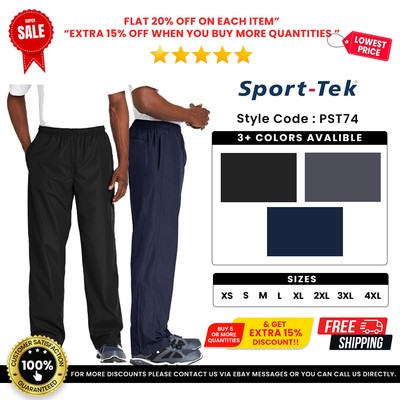 Sport-Tek PST74 Men's Poly Bottom Lightweight Side Pockets Running Wind Pant