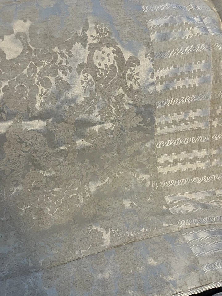 WATERFORD Fine Linens PAISLEY JACQUARD STRIPE CREAM Beige EURO PILLOW SHAMS - Image 3 of 4