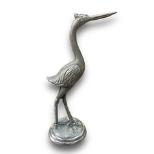 Vintage Cast Metal Figure Of A Crane / Stork 15cm High