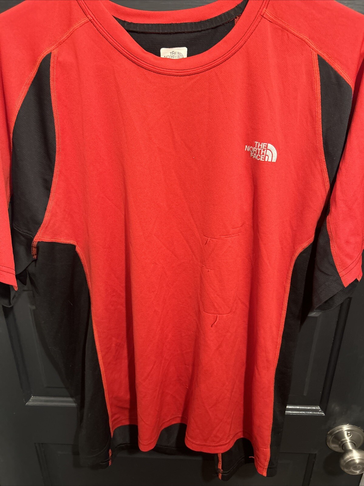 North Face Active Fit Short Sleeve Flash Dry Tee in Red Black  