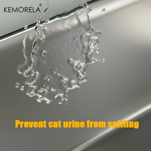 Semi-closed Stainless Steel Cat Litter Box with High Sided - Picture 5 of 24