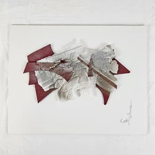 ART - Original Signed Kathy Sheldon - Mixed Media Fiber Art Paper Collage 14x11