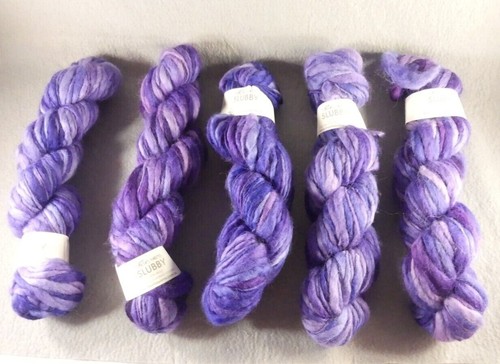 Marta's Yarn Fine Slubby Thick Thin 100% Merino Purple Mix bulky yarn 5 x 100gr - Picture 5 of 7