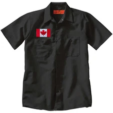 CANADA Flag Custom Made Mens Button Up WORK SHIRT Embroidered Patch CANADIAN