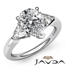 Pear Diamond Trillion Cut 3 Stone Prong Setting Engagement Ring GIA I VS2 1.55Ct