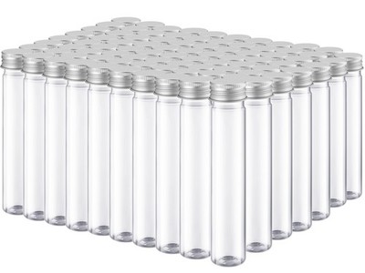 80 Pcs 65ml Clear Flat Plastic Test Tubes with Screw Caps, Plastic Containers...