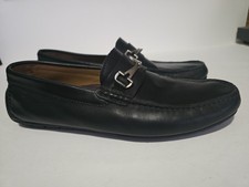Bruno Magli Kirby Loafer Black Leather Metal Bit Comfort Shoes Men's 10 M Italy