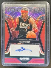 2024-25 Prizm Black Allen Iverson Prizmatrix Signatures Red Prizm Auto #/99