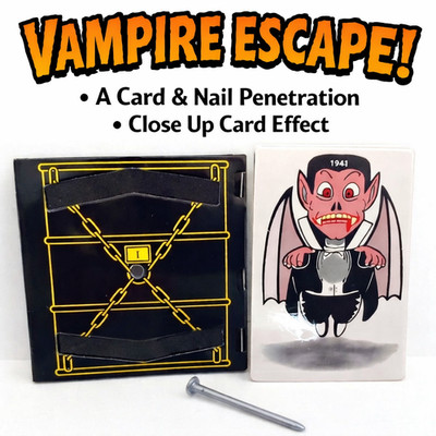 VAMPIRE ESCAPE Penetration Card Magic Trick Pocket Coffin Nail Halloween Dracula