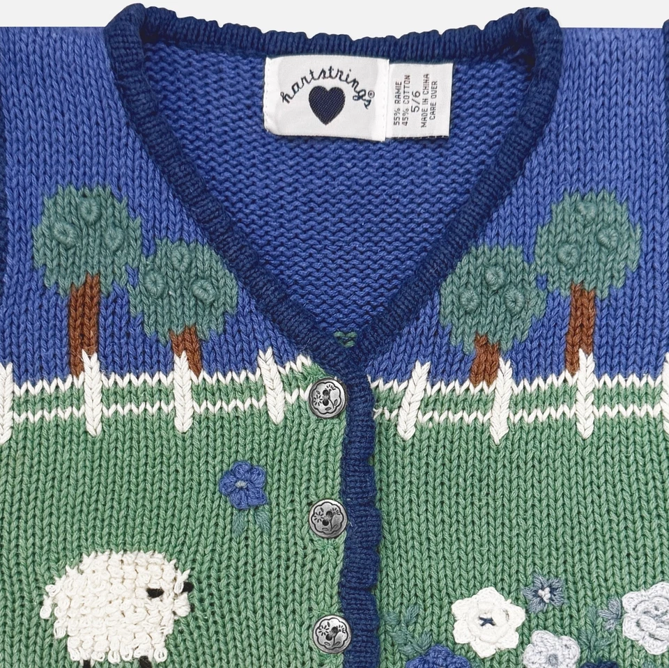 复古 90 年代 Hartstrings Boho Cottagecore 手工针织羊毛衣背心女孩 5/6 — 第 4/4 张图片