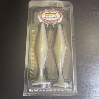 Optimum Baits Double Diamond Swimmer Swimbait 5'' 2pk Pearl White NIP