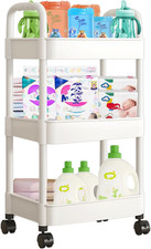 Baby Diaper Cart with Wheels and Handle 3 Tier Rolling Cart Diaper Organizer, Nu
