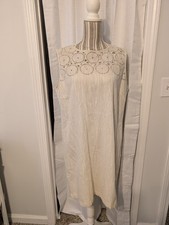 Dana Buchman Shift Dress Womens Sz 16 Bone Lace Crochet Top Side Zip Closure NEW