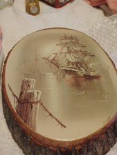Wood Slab Wall Plaque Andres Orpinnas Sailing Ship Souvenir Seattle Waterfront