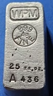 A VINTAGE  25oz WPM SILVER POURED 999 FINE SILVER BAR
