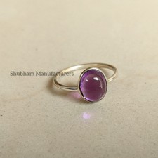 Natural Amethyst Stone Oval Shape Handmade Silver Ring Jewelry For Women Love