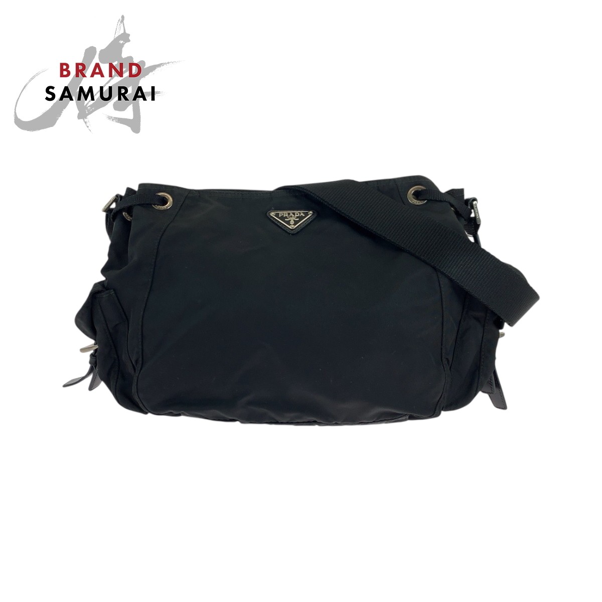 Prada Tessute Black Silver Metal Nylon Shoulder Bag BT0572