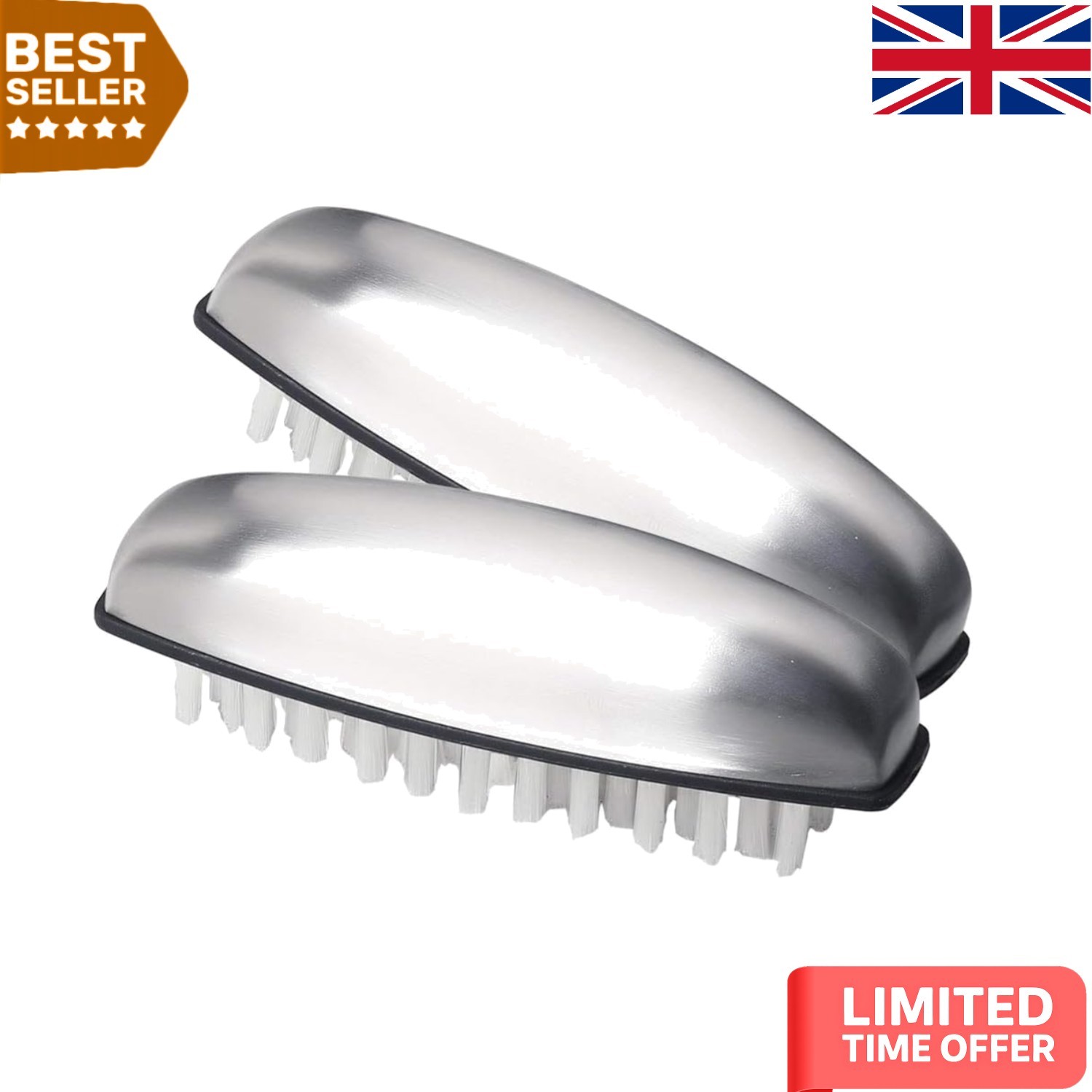 Versatile Dual Nail Brushes - Stainless Steel with Soft Nylon for Gentle Care