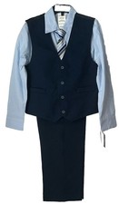 Van Heusen Boys 4-Piece Formal Suit Set Vest Pants Dress Shirt Tie Sz 7