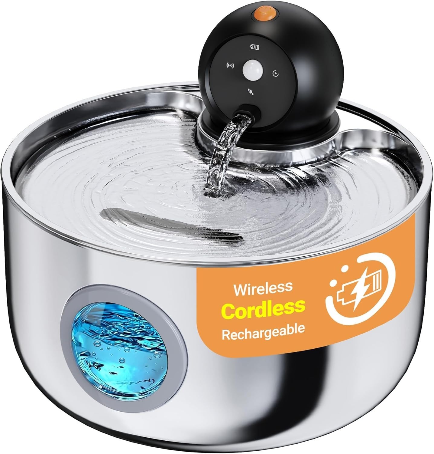 Fontanella per Gatti senza Fili: Fontana per Gatti Acciaio -2.6L Dispenser Acqua