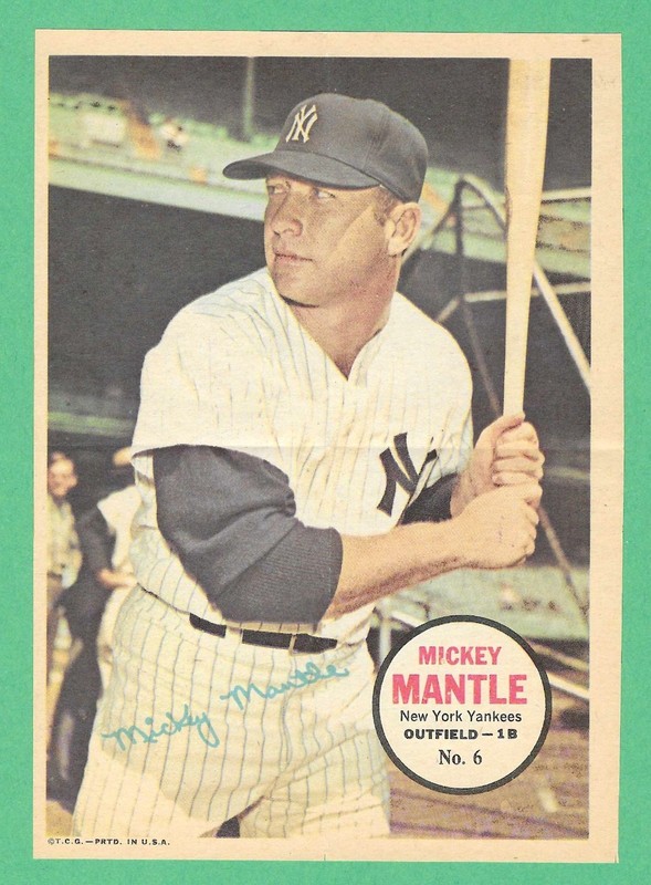 1967 Topps Baseball ~ Pin Up Poster ~ Mickey Mantle ~ Ex/ExMt ~ See Below