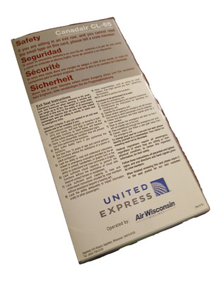 United Express Air Wisconsin Canadair CL-65 Safety Card Brand New 2019