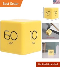 Adjustable Yellow Cube Timer for Study, Cooking, and Workout   4 Time Settings
