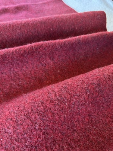 Vtg Double Face wool fabric Blanket Remnant Thick Khaki Brown Red 32”x 84” - Picture 14 of 17