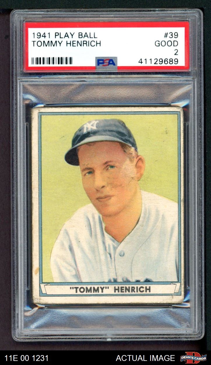 1941 Play Ball #39 Tommy Henrich Yankees PSA 2 - GOOD