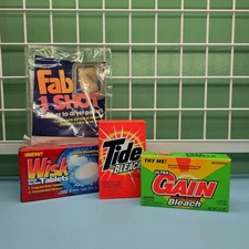 Vintage 90s Laundry Detergent Samples Lot Tide Gain Wisk Fab 1 Shot • Set Prop 