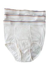 Sears Vintage Men's Cotton Briefs Tidy Whities M 34-36 Set of 3 Gold/Blue Band
