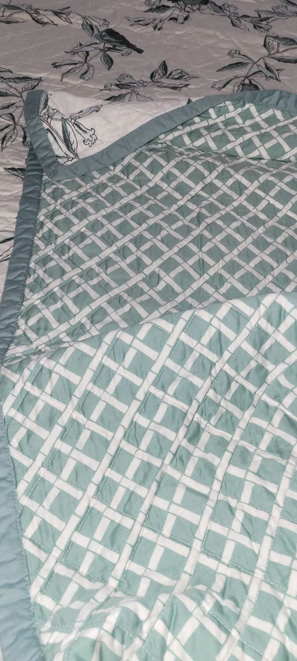 Colcha edredón reversible Dwell Studio by Target King pájaros blanco azul 88x104 Foto 4 de 4