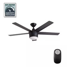 Merwry 52 In. Integrated LED Indoor Matte Black Ceiling Fan with Light Kit and R