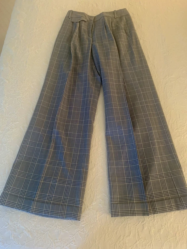 Alexander McQueen 2 Piezas Pantalones y Chaleco Traje Azul Cuadros Pierna Ancha Mujer 40 Foto 4 de 4