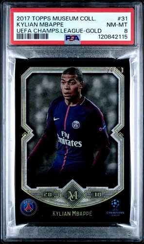 2017-18 TOPPS MUSEUM COLLECTION CHAMPIONS LEAGUE GOLD KYLIAN MBAPPE PSA 8 #/50