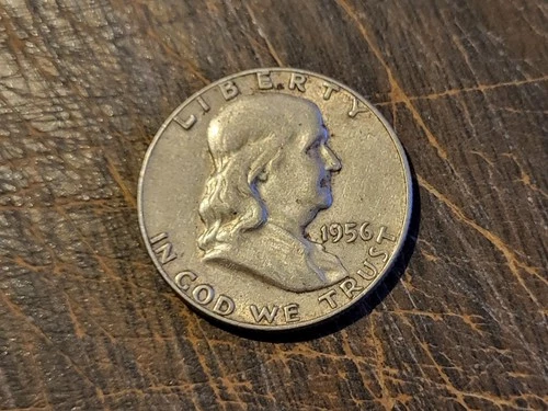 1956-P Silver Benjamin Franklin Half Dollar Coin - 90% Silver - Fine