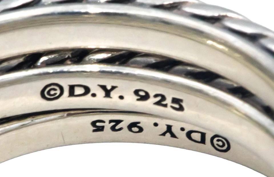 David Yurman Sterling Silver Cable Band Ring Stackable Set of 3 Size 7 - Image 3 of 4