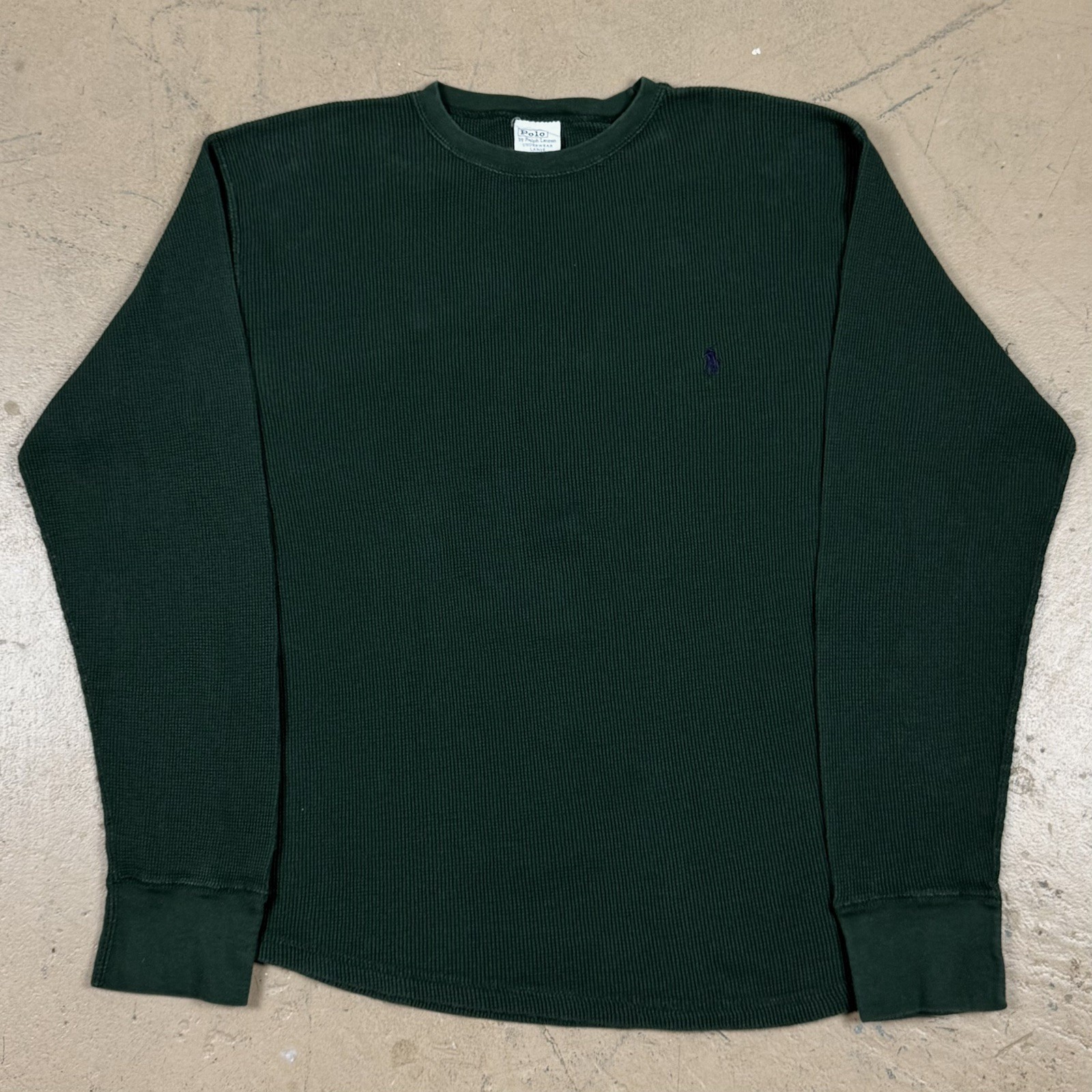 Vintage Old Navy Thermal Long Sleeve Shirt Waffle Knit Green Y2K Size Medium