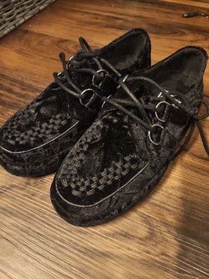 TUK Black Velvet Wrapped Viva Mondo Creeper Men's Size 5 Women's Size 7 Shoes