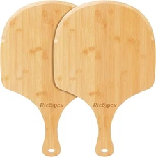 2X Natural Bamboo Pizza Peel 14 inch Wood Pizza Paddle Cutting Board for Pizza