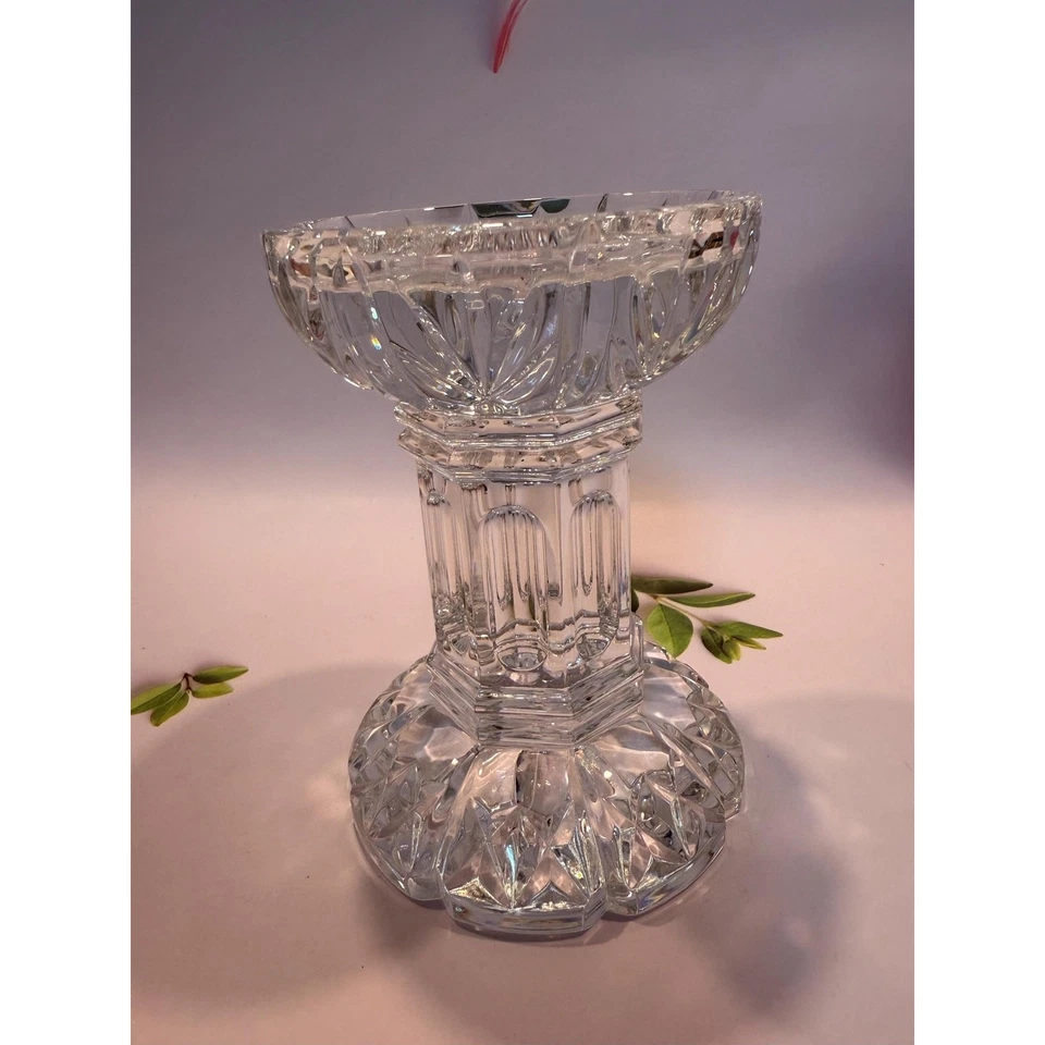 Candelabro vintage Waterford Bethany Pillar cristal estampado grande pesado Foto 2 de 4
