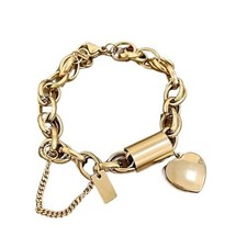 925 Sterling Silver Locking Bracelet With Key, Gold - Locking Bracelet With Key