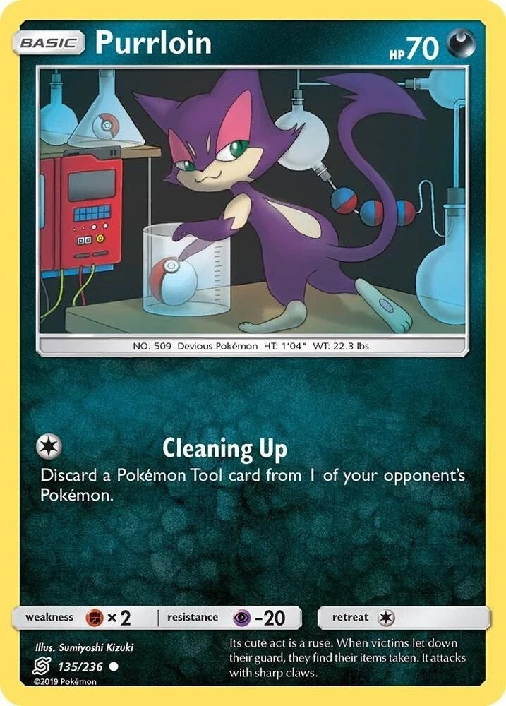 Pokemon PURRLOIN Unified Minds 135/236 NM/Mint PACK FRESH