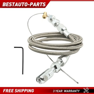 24'' THROTTLE CABLE BRAIDED STAINLESS STEEL UNIVERSAL ACCELERATOR For FORD, CHEVY