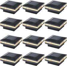 Dynaming 12 Pack Solar Post Lights, 12 Pack, for 4x4 Wooden Posts, Black 