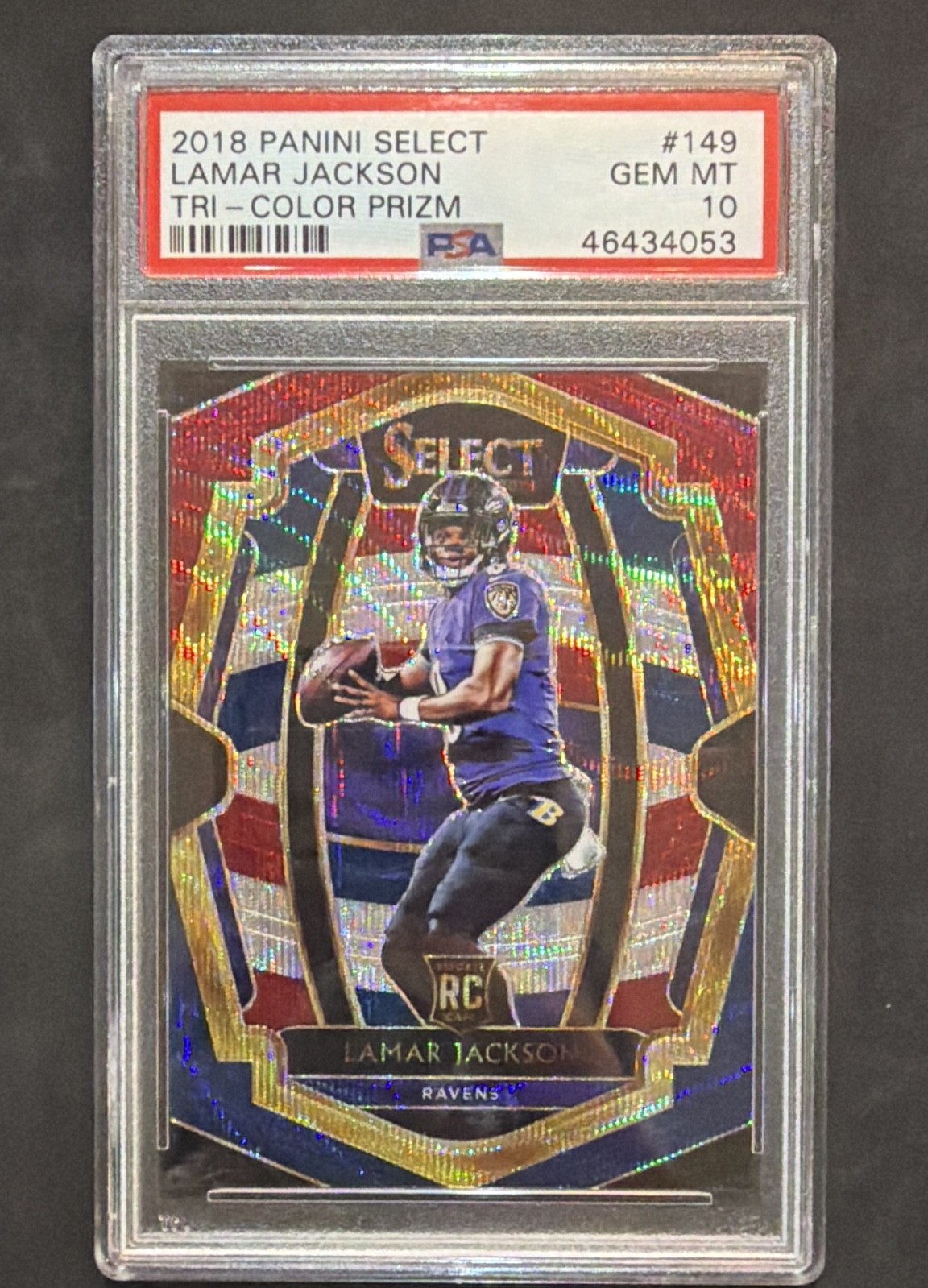 2018 Panini Select - Premier Level Lamar Jackson #149 Tri-Color Prizm /199 (RC)