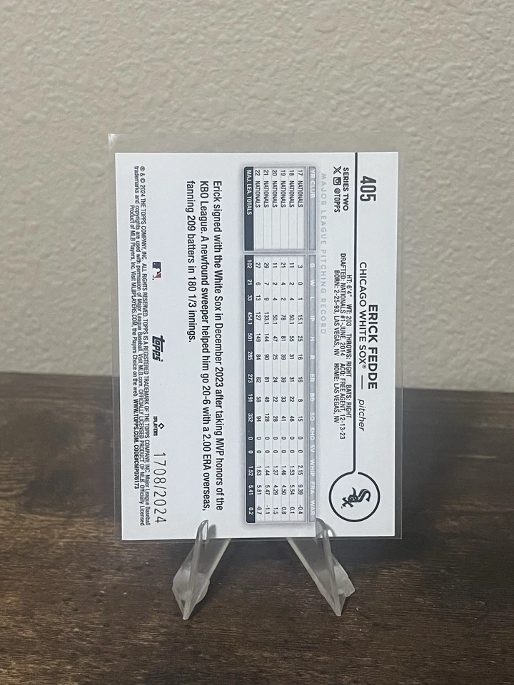 2024 Topps Series 2 #405 Erick Fedde Chicago White Sox Gold Parallel /2024 - Image 2 of 2