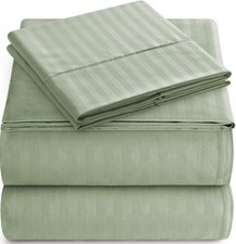 Full Sheet Set - 4-Piece Striped Full Size Bed Sheets - Soft Cooling Deep